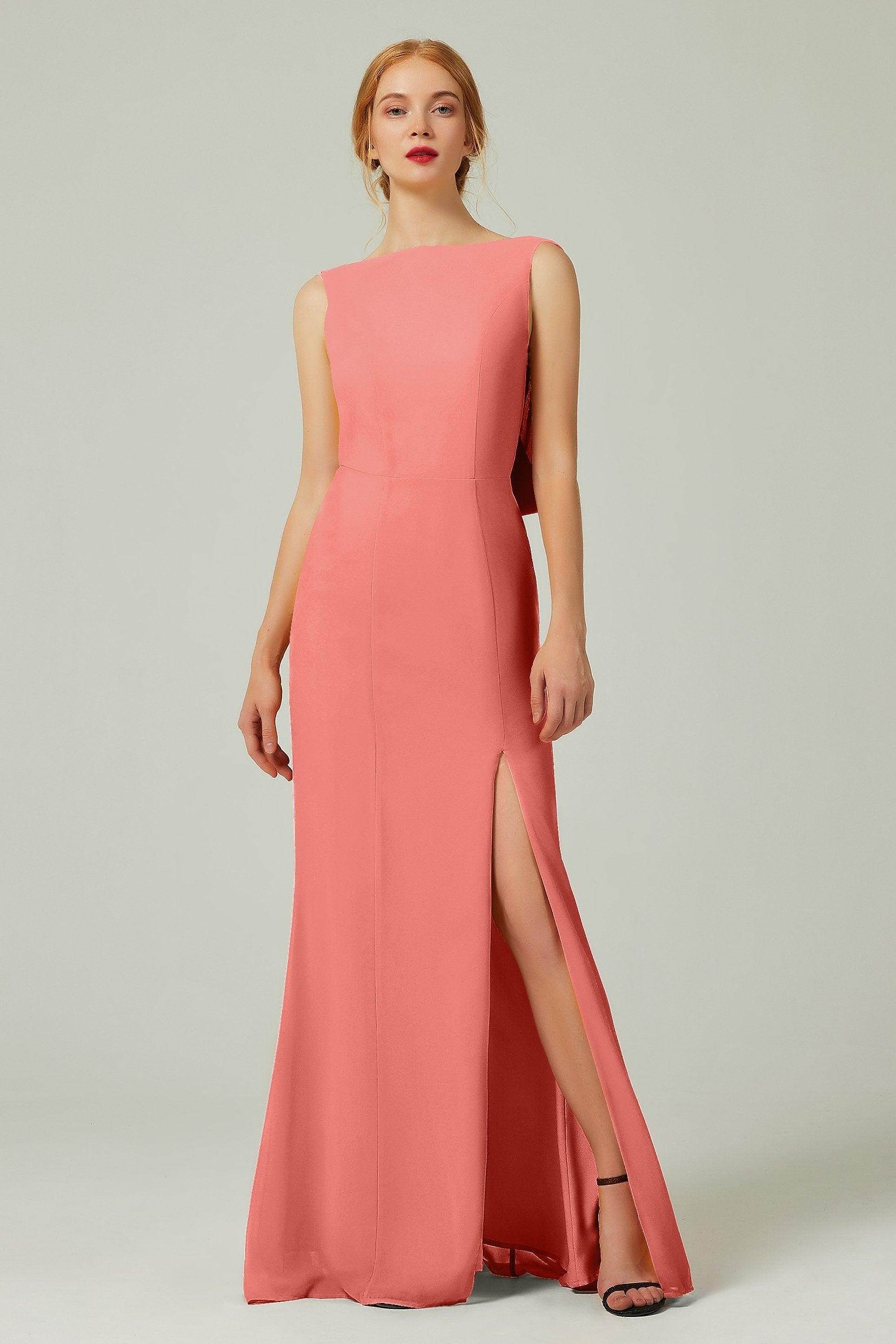 Sheath-Column Sweep-Brush Chiffon Bridesmaid Dress Formal Dresses CB0310PS - COCOMELODY